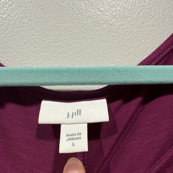 J. Jill Maxi Dress Rayon Spandex Pockets Short Sleeve Plum Purple Women sz L - Picture 6 of 10